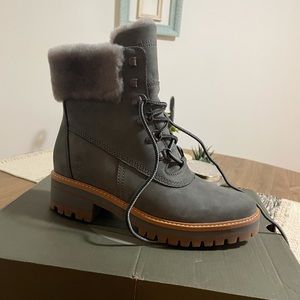 Brand new grey fur-lined Timberland boots